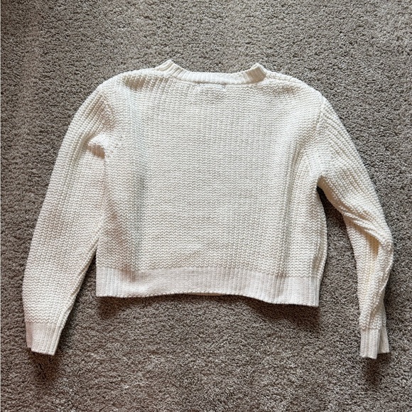 Cotton Emporium Cream Crew Neck Sweater Ribbed Knit pull over size medium NWT - Picture 5 of 7
